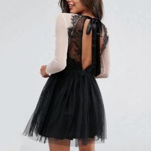 New Sheer Tulle Ribbon Back Evening Dress SZ 10